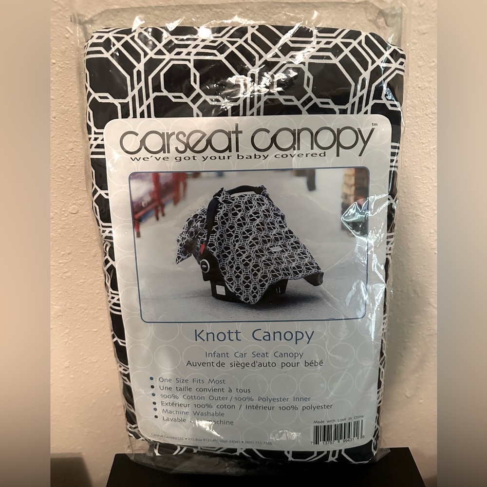 Car Seat  Canopy Cover Black/White & Gray